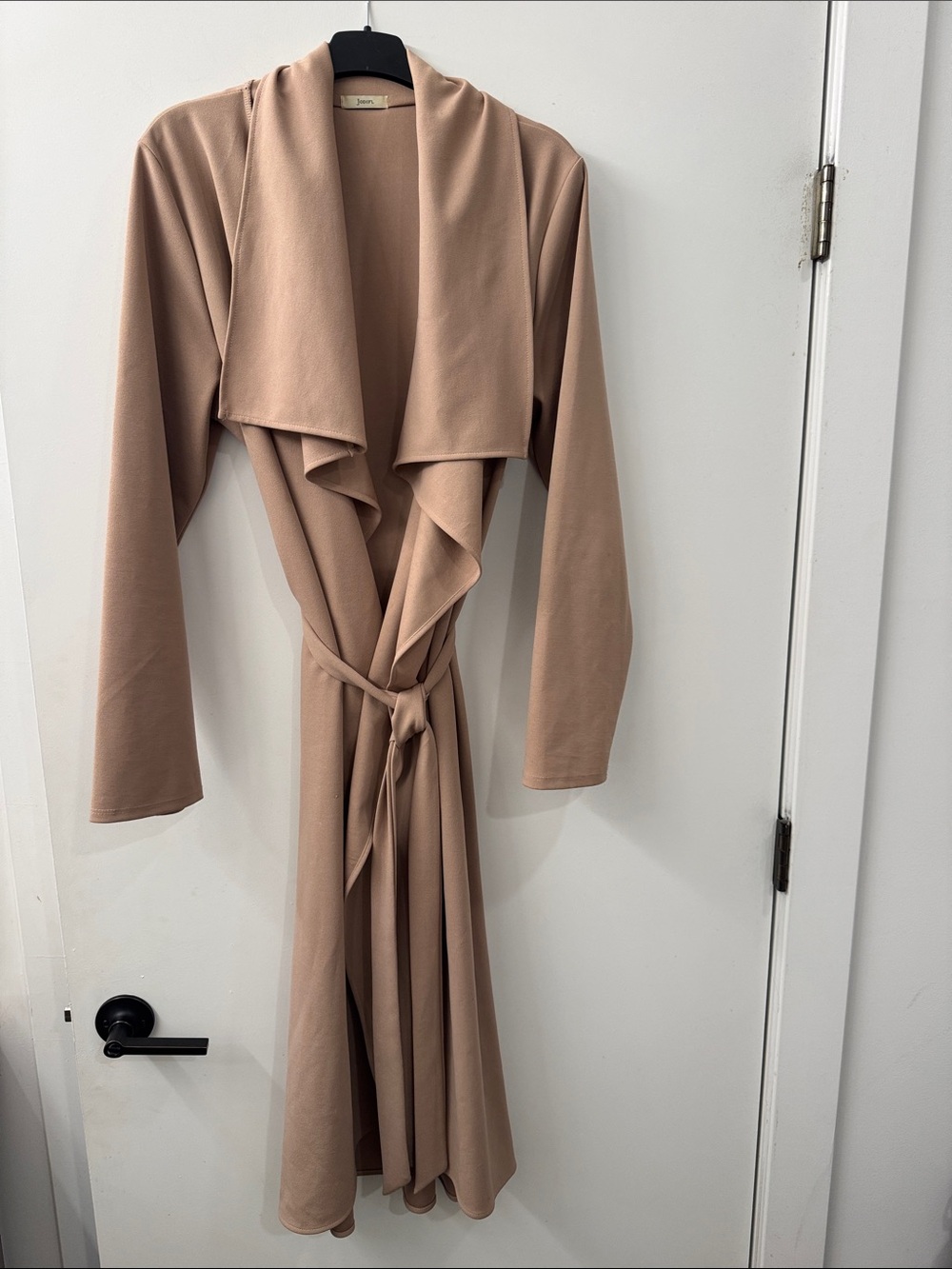 Draped Waist-Tie Long Cardigan trench style - nude pink size medium